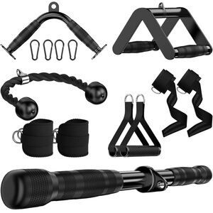 Black Gym Equipment Set with Attachments